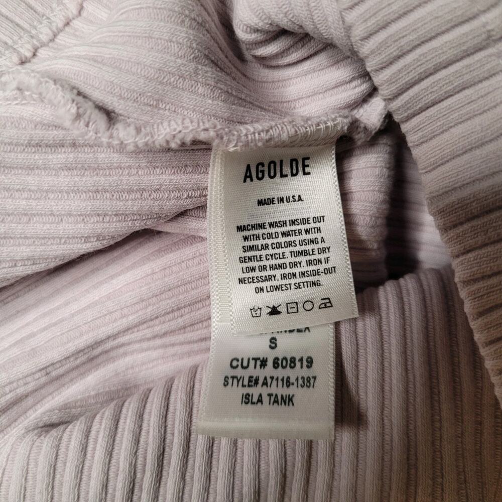 Agolde Tank Top Small Frosting Isla Cut Out Ruched Ribbed Bustier Pastel Y2K - Picture 6 of 6